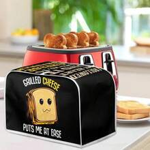 2 Slice Toaster Cover - Polyester Fabric Quilted Toaster Appliance Dust-Proof Cover - Universal For Kitchen Small Appliance - Dust Cover And Fingerprint Protection - Cute Toast - Black - View 4