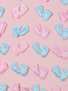 100 piezas de confeti con forma de pies de bebé en resina para decorar la mesa en baby shower o fiesta de cumpleaños de bebé niña o niño, decoraciones y regalos para la celebración familiar - polvo azul - View 4
