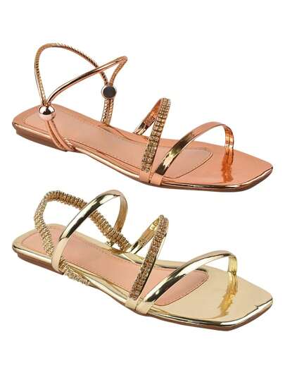 Kit 2 Sandalias Femininas Rasteirinhas Casual Luxo Moderna e Elegante