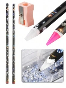 Bút Chì Màu Sáp Chấm Chấm 2 Bút Chì Màu Làm Móng Nghệ Thuật Tự Dính Thạch Anh Đá Quý Khoan Chọn Dụng Cụ Làm Móng Tay Với 1 Dụng Cụ Mài Bút Chì - Nhiều màu - Xem 16