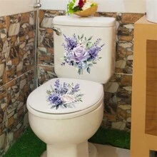 2pcs Lavender Hyacinth Flower Decal Stickers, Waterproof Bathroom & Toilet Wall Decor,Stickers,Wall Decal, Vinyl Decal For Home Decorations,Spring Decoration Items Refresh Your Home,Rama Decoration Stickers Gifts Birthday Graduation