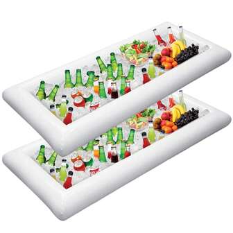 Inflatable Floating Tray For Beverage And Food, Salad Bar Buffet Cooler With Drain Plug, Indoor Outdoor BBQ Picnic Pool Party Supplies,Kitchen,Christmas Gift