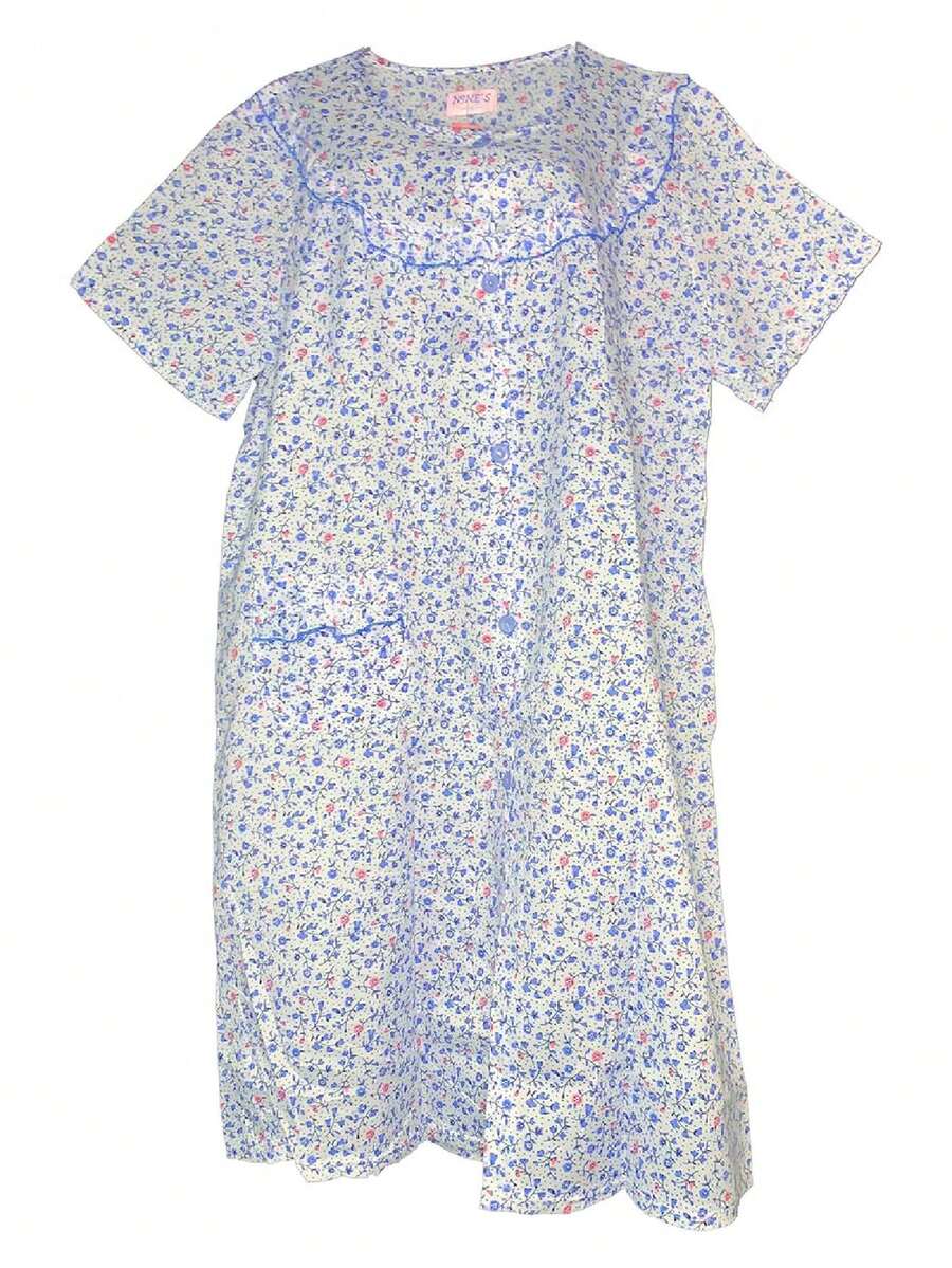 Camisón Bata Pijama Para Dormir de Mujer Con Tela Suave Y Comoda - Azul - Ver 1