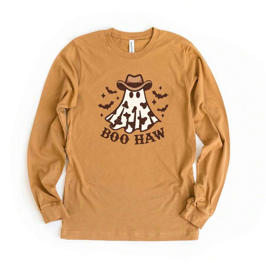 Boo Haw Ghost | Long Sleeve Crew Neck - Màu be - Xem 1