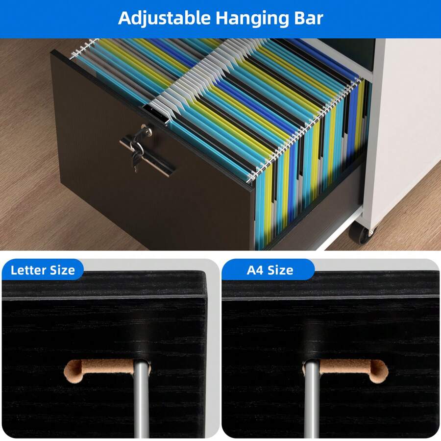 YITAHOME 3Drawers Lateral File Wood Filling Storage Organizer With Lock With