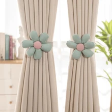 1pc Valentine's Day Adorable Cartoon Window Curtain Tie Back Tassels,3D Stuffed Doll Sheer Drape Holder, Bedroom Simple Binding Rope, Panda/Sunflower/Smiling Face/Cloud Shape Curtain Tie Backs