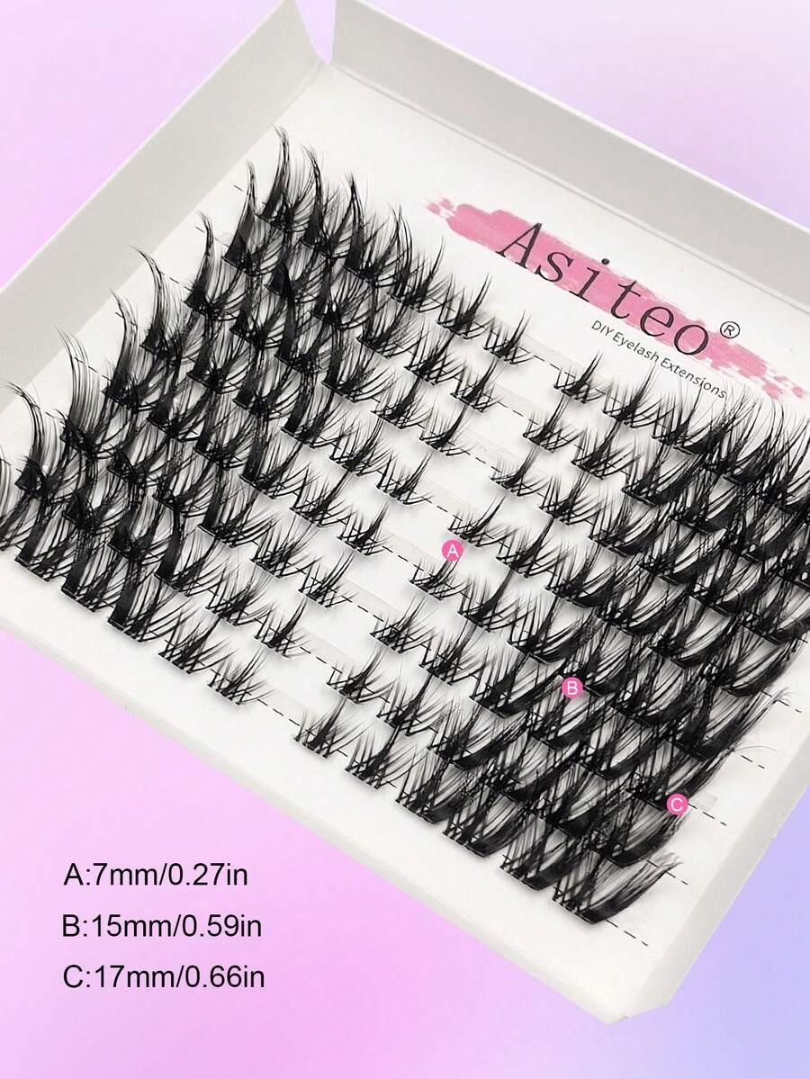 Asiteo 96 Pcs Individual Eyelash Extension Kit, Natural Thick Eyelash