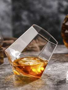 1pc Whiskey Glass, Wobble Glass, Crystal Rocking Glass, Diamond Shaped Drinking Cup Without Foot - Clear - View 10