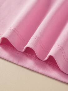 Young Girls' Casual Short Sleeve T-Shirt, Cartoon Little Fish Embroidery, Breathable And Stylish, Summer Collection - Pink - View 6