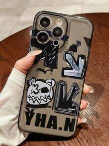 Funda para teléfono negro translúcido con temática espacial compatible con iPhone 11/12/13/14 Pro Max/15S - Soy un osito moderno - Multicolor - Ver 3