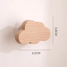 1入創意動物造型黏性木製掛鉤，裝飾門把手衣物/家居裝飾掛鉤 - 木質色 - 查看 9