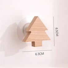 1入創意動物造型黏性木製掛鉤，裝飾門把手衣物/家居裝飾掛鉤 - 木質色 - 查看 10