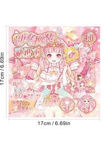Sách dán cảnh tự làm của Fantasy Planet, Album nhãn dán trang phục giai điệu cho cô gái, Nhật ký trái tim cô gái theo phong cách INS hoạt hình - Màu tím - Xem 6