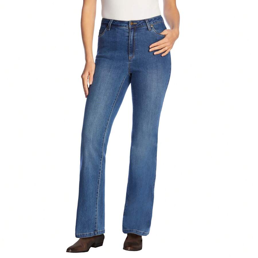 Woman Within Plus Size Bootcut Stretch Comfort Denim Five-Pocket Jeans - SÔCÔLA - Xem 1