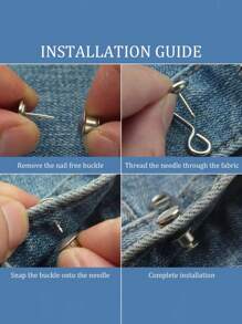 2 Sets Reusable And Adjustable Jean Buttons With Waistband Clips For Tightening Pants And Skirts