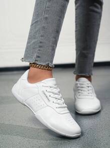Zapatos modernos para mujer, tenis blancos ligeros y cómodos, zapatos de baile con suela suave para actividades en interiores, zapatillas deportivas elegantes para mujer - Blanco - Ver 1