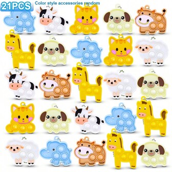 21 قطعة من لعب الاضطراب الشعبية الصغيرة على شكل سلاسل مفاتيح، هدايا وحشوات لحفلات أعياد ميلاد الأطفال (ألوان عشوائية)، هدايا عيد الحب للأطفال، لعب الحفلات للأطفال، أعمار 3-8 و 8-12 سنة