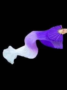 1Pc Women Belly Dancing Fan, Gradient Color Long Imitation Silk Fans, Dance Fan Veil, Rayon Silk Fans For Performance Party Dance Music Party, Performance, Decorations, Craft Gift - One Size - View 1