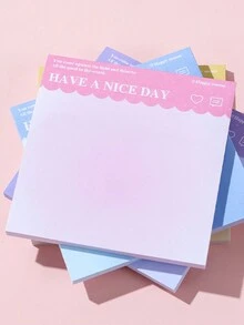 4pcs HAVE A NICE DAY Sticky Notes Portable Memo Pad, Reminder Sticky Notes, Stationery Supplies For Office School Students - Multicolor - View 1