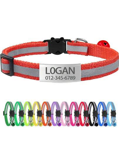 1pc Personalized Adjustable Reflective Pet Collar With Cartoon Choke-Free Buckle And Bell, Suitable For Daily Use Of Female/Male Cats Within 5kg Ornamental,Engraved,Stainless Stylish,Fashion,Colorful,Vintage,Cute,Contracted,Cuties Custom,Unique,Customized,Personalized Pet For Anniversaries,For Birthdays,Vacay Vibes,Pet Supplies,Customized Pet Supplies