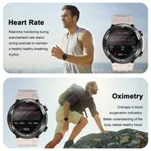 Blackview Rugged Smart Watch For Men, Answer/Make Call For Android IOS, 370mAh  Smartwatch Heart Rate Blood Oxygen Sleep Monitor Step Counter, 2 Straps,1.39" HD Waterproof Outdoor Smart Watches, W50 Khaki