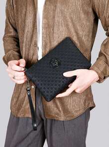 Bolso de embrague de PU con relieve para hombre, bolso de mano, bolso de muñeca, bolsos, bolso de viaje, bolso de trabajo, bolso de verano, bolso multiusos para ir a la universidad, bolso práctico y portátil de gran capacidad, regalo de Navidad, bolso de estilo vintage para la vida deportiva, bolsa de regalo de vacaciones, bolso de primavera