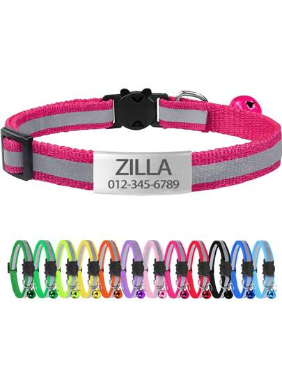 1pc Personalized Adjustable Reflective Pet Collar, Cartoon Choke-Free Buckle & Bell, Suitable For Female Or Male Cats Within 5kg For Daily Use Ornamental Stylish,Fashion,Colorful,Vintage,Cute,Contracted,Cuties Custom,Unique,Customized,Personalized Pet For Anniversaries,For Birthdays