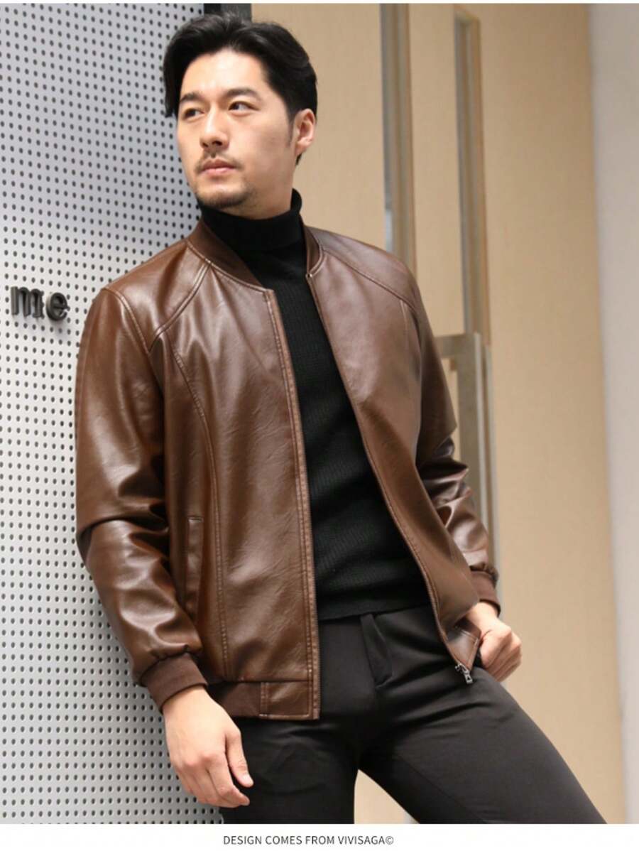 Chamarra de piel - Marrón - Ver 1