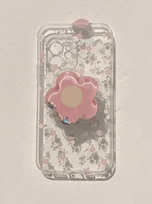 1pc Artistic Ditsy Floral Phone Case With Flower Stand