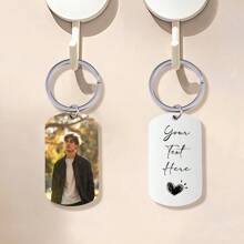 Customized Photo Engraved Keychain, Double Sided Picture And Text Keychain, Anniversary Gift For Him/Her, Birthday Or Anniversary Gift For Boyfriend/Girlfriend