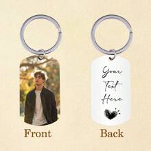 Customized Photo Engraved Keychain, Double Sided Picture And Text Keychain, Anniversary Gift For Him/Her, Birthday Or Anniversary Gift For Boyfriend/Girlfriend