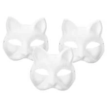 3/6 Mặt nạ Therian Mặt nạ mèo sơn trắng Giấy chưa sơn Mặt nạ hóa trang tự làm Mặt nạ hóa trang nửa mặt động vật cáo Mặt nạ hóa trang tự làm chưa sơn Mặt nạ giấy bồi Mặt nạ thủ công màu trắng Mặt nạ có thể sơn trống Bột giấy dùng cho trang phục, Giáng sinh - 3 chiếc - Xem 1