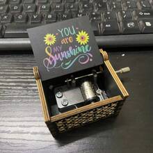 You Are My Sunshine Music Box, Wooden Hand Crank Laser Engraved Retro Unique Music Box Gift For Birthday, Christmas, Valentine Day, Mother Day, Anniversary, Wedding - Brown - View 21