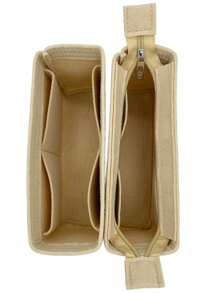 1 túi đựng mỹ phẩm Bag-In-Bag lót nỉ đựng đồ du lịch cho nữ, túi xách đựng đồ nhanh chóng - Màu be - Xem 5