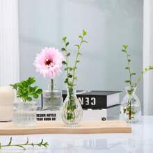 1pc Or 4pcs/Set Glass Bud Vase, Mini Clear Vintage Embossed Vases, For Wedding Center Piece, Party Or Home Decor, Gift Gifts Birthday Graduation Room Decor Flower Vase Glass Vase