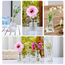 1pc Or 4pcs/Set Glass Bud Vase, Mini Clear Vintage Embossed Vases, For Wedding Center Piece, Party Or Home Decor, Gift Gifts Birthday Graduation Room Decor Flower Vase Glass Vase