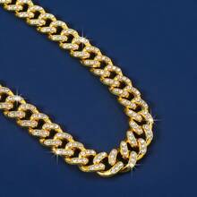 1pc Fashionable Luxurious Rhinestone Rhinestone Hip Hop Chain Necklace Jewelry - Chain - View 8