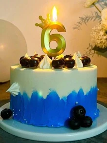 1 Nến số hình vương miện nhiều màu sắc sáng tạo dùng trang trí tiệc sinh nhật, ngày lễ tình nhân trở lại trường - Vàng - Xem 4