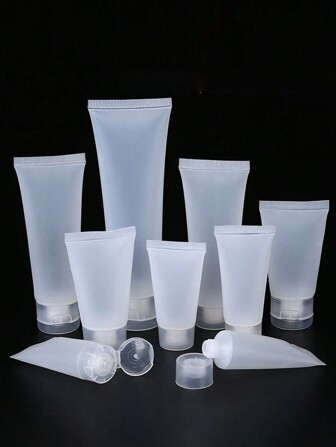 2Pcs/Set Empty Refillable Plastic Squeeze Tubes Translucent Cosmetic Containers Soft Plastic Tube Travel Bottle, Portable Accessories Storage