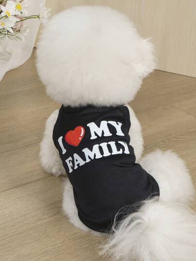 LUCKIE LABO 1 Pièce Gilet Anti-puces Imprimé I Love My Family, Anti-perte, Isolé Thermiquement, Respirant, Adapté Aux Chats Et Aux Chiens Pour Une Utilisation Intérieure Et Extérieure