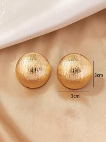 1pair Asymmetrical Geometric Design Big Circle & Hemisphere Shaped Western-Style High-Grade Statement Earrings - Yellow Gold - View 4