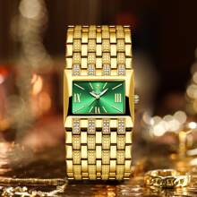 YaLaLuSi 2024 New Arrival Luxury Square Quartz Watch For Women With Crystal Rhinestone, Water Resistant & Perfect For Daily Wear, A Deluxe Gift For Women Or Mother's Day