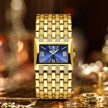 YaLaLuSi 2024 New Arrival Luxury Square Quartz Watch For Women With Crystal Rhinestone, Water Resistant & Perfect For Daily Wear, A Deluxe Gift For Women Or Mother's Day