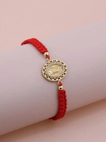 2024年新款純淨白色圓形基督教童貞瑪利亞手編女士手鍊，祈禱和保護珠寶