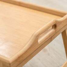 帶手把的可折疊腿床邊桌，竹製早餐托盤，適用於沙發、床、餐飲、工作、筆記本桌或小吃盤，更加便捷和健康