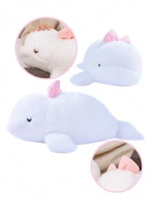 1pc Polyester White Soft & Cute Large Beluga Whale Plush Toy, Suitable For Children Over 3 Years Old, Great For Festivals And Daily Use - White - View 3