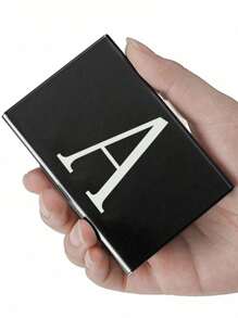 1 件超薄卡片盒玫瑰金首字母名称 A 到 Z 图案钱包 ID 银行极简主义薄铝金属钱包银行卡盒女士钱包男士金属 S 收纳盒卡片夹卡夹钱包名片夹信用卡夹男士迷你钱包卡片钱包射频识别钱包