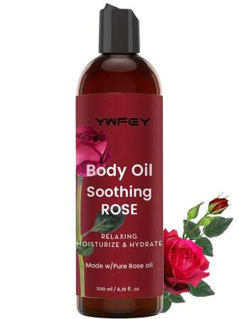 200ml Rose Massage Oil - Hydrating, Calming, Warming, Relaxing & Rejuvenating Body Oil - Made With Natural Oils