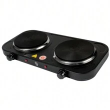 IUSA GROUP Parrilla Eléctrica 2 Quemadores de Disco, 2000 W Color Negro
