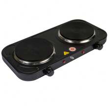 IUSA GROUP Parrilla Eléctrica 2 Quemadores de Disco, 2000 W Color Negro